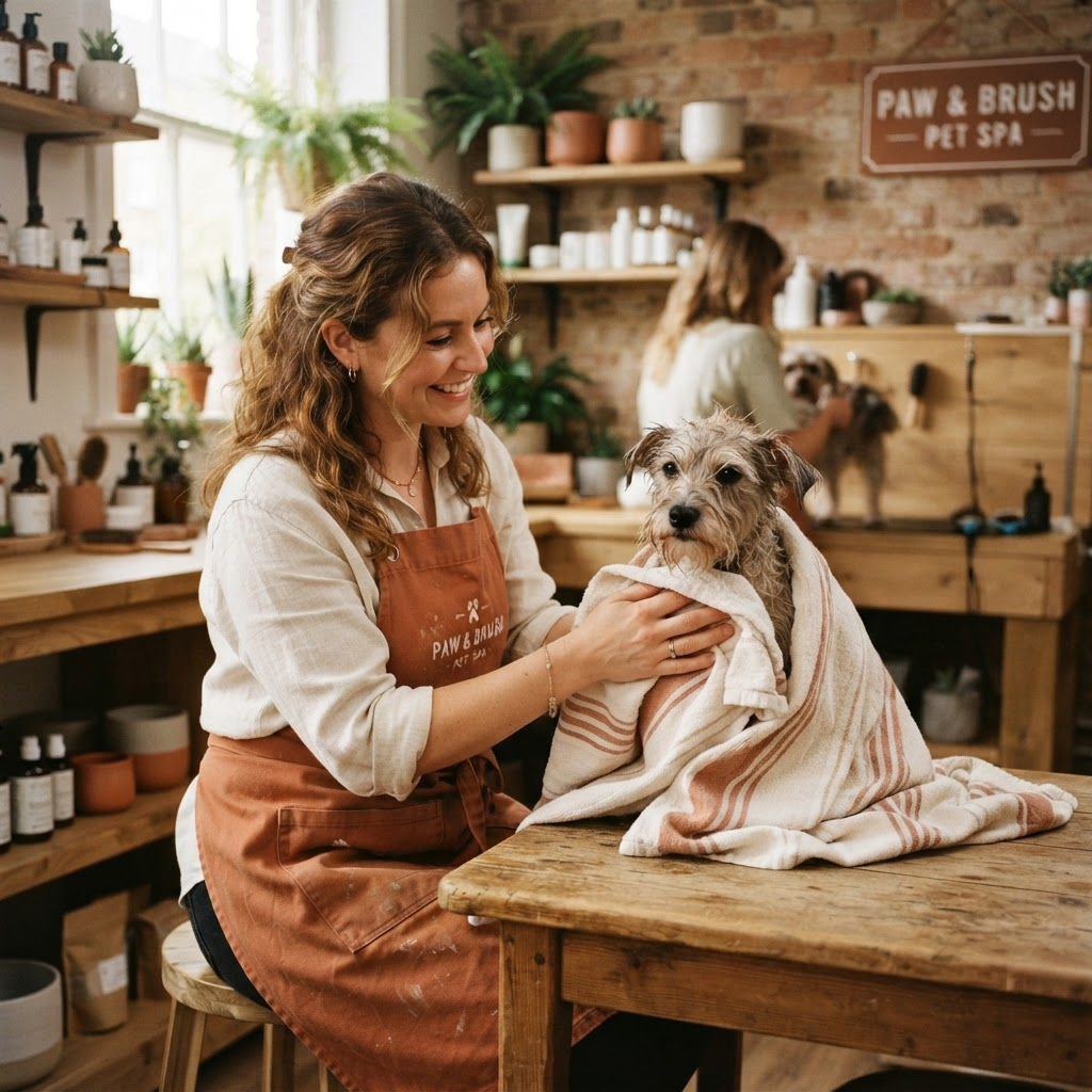 Kettle Zone Park groomer gently caring for a small dog